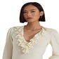 Ralph Lauren Women's Ruffle Trim Jersey Sweater White Size X-Large