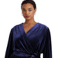 Ralph Lauren Women's Belted Velvet Peplum Surplice Top Blue Size 2X