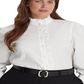 Ralph Lauren Women's Ruffle Trim Cotton Broadcloth Shirt White Size 3X