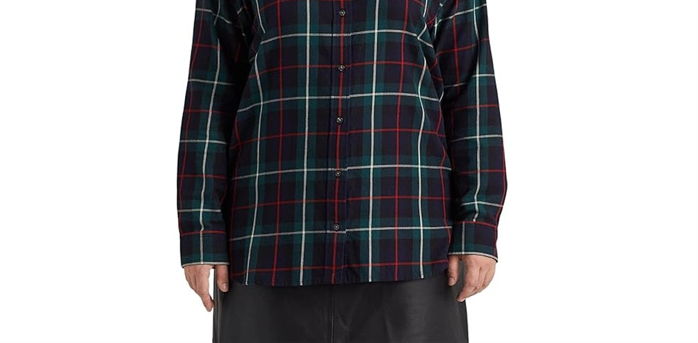 Ralph Lauren Women's Bullion Patch Plaid Twill Shirt Blue Size 3X