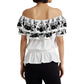 Ralph Lauren Women's Embroidered Jersey Off The Shoulder Top White
