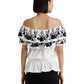 Ralph Lauren Women's Embroidered Jersey Off The Shoulder Top White