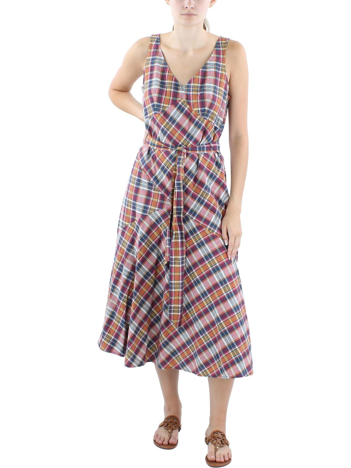 lauren-ralph-lauren-womens-madras-plaid-cotton-midi-dress-size-16