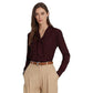 Ralph Lauren Women's Crepe Tie Neck Shirt Red Size Medium