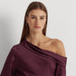 Ralph Lauren Women's Satin One Shoulder Blouse Red Size Small