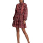 Ralph Lauren Women's Geo Stripe Belted Cotton Voile Dress Red