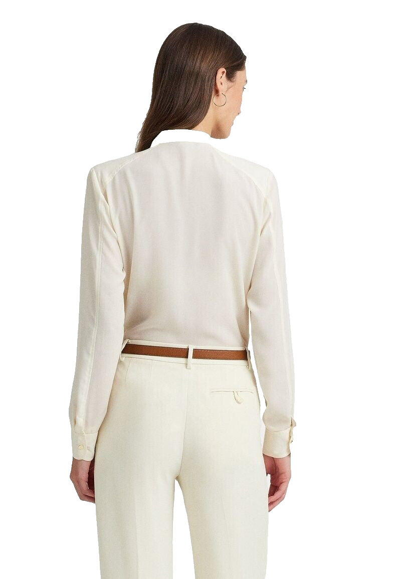 Ralph Lauren Women's Pleated Georgette Blouse White Size X-Large