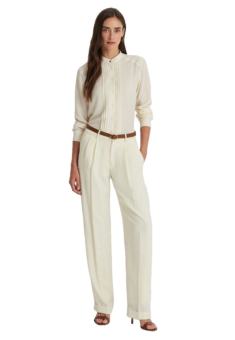 Ralph Lauren Women's Pleated Georgette Blouse White Size X-Large