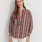 Ralph Lauren Women's Cotton Blend Tie Neck Blouse Red