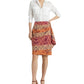 Ralph Lauren Women's Geo Motif Cotton Linen Wrap Skirt Red Size 22W