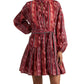 Ralph Lauren Women's Geo Stripe Belted Cotton Voile Dress Red