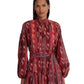 Ralph Lauren Women's Geo Stripe Belted Cotton Voile Dress Red