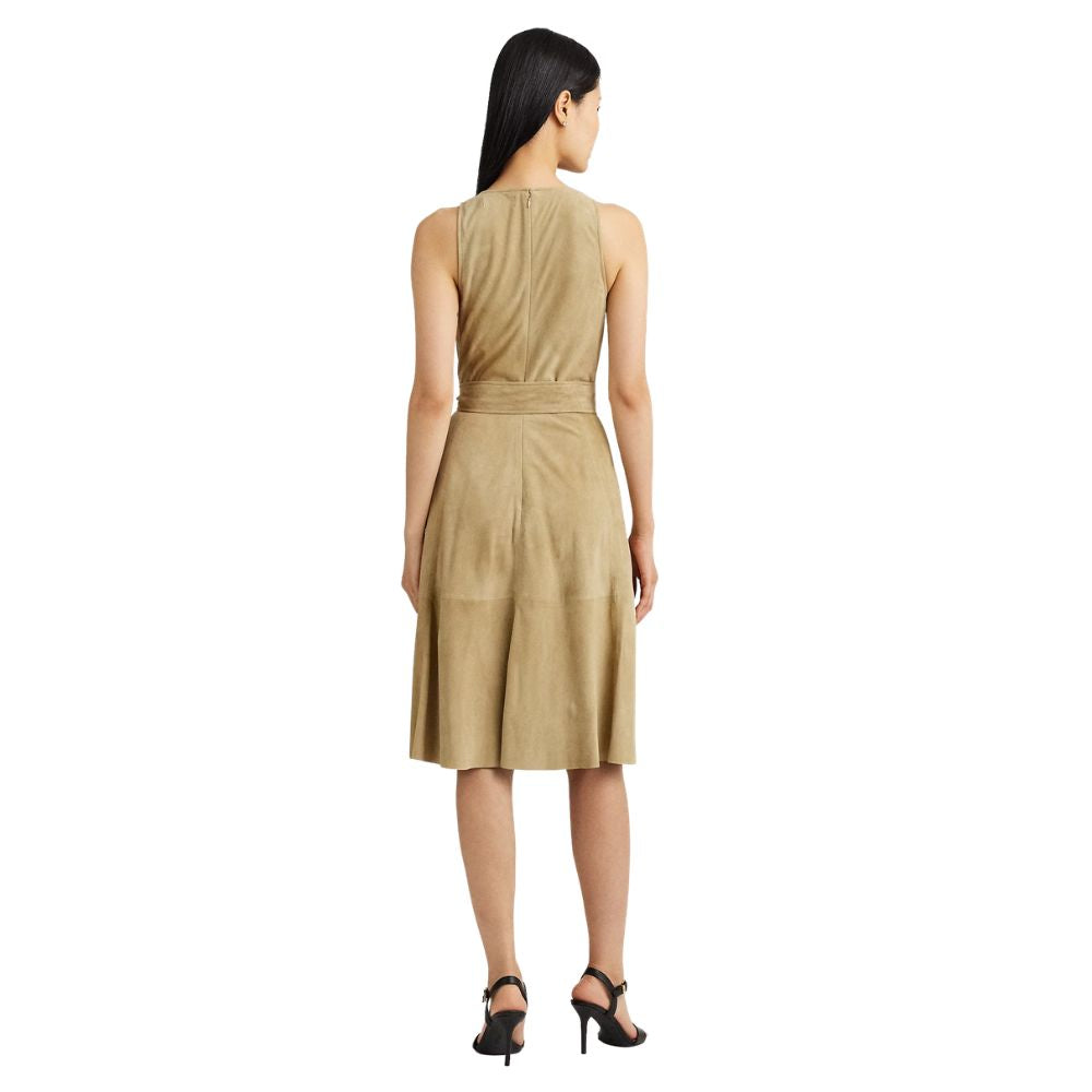 Lauren Ralph Lauren Belted Suede Sleeveless Dress