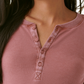Bass Outdoor Women's Warm Button Front Waffle Knit Henley Top Red Size X-Small