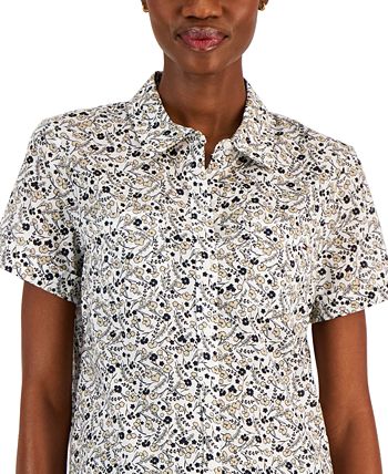 Tommy Hilfiger Women's Cotton Button Front Shirt White Size Small