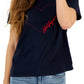 Tommy Hilfiger Women's Signature Heart Graphic T-Shirt Blue Size Large