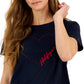 Tommy Hilfiger Women's Signature Heart Graphic T-Shirt Blue Size Large