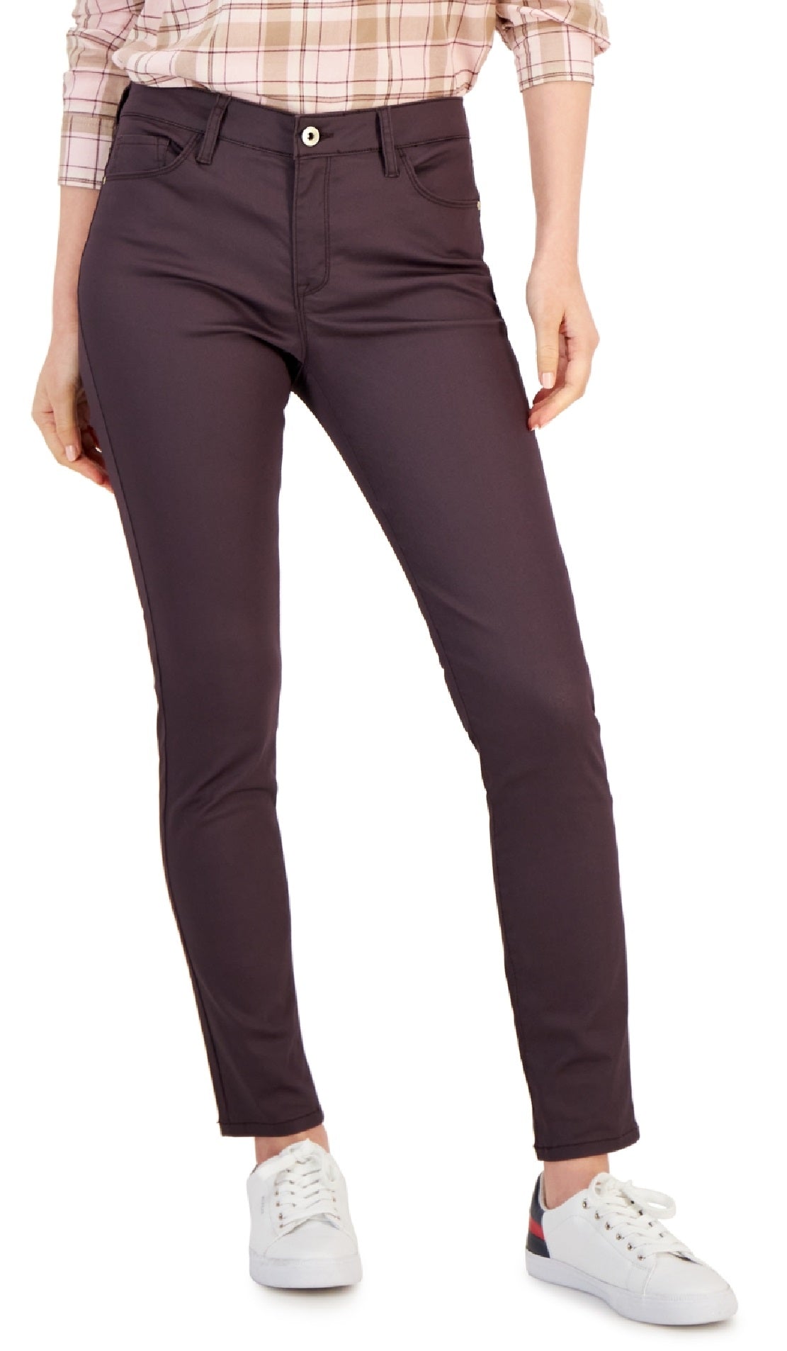 Tommy Hilfiger Women's Coated Skinny Ankle Jeans Purple