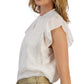 Tommy Hilfiger Women's Ruffle Sleeve Metallic Dot Top Brown Size Medium