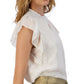 Tommy Hilfiger Women's Ruffle Sleeve Metallic Dot Top Brown Size Medium