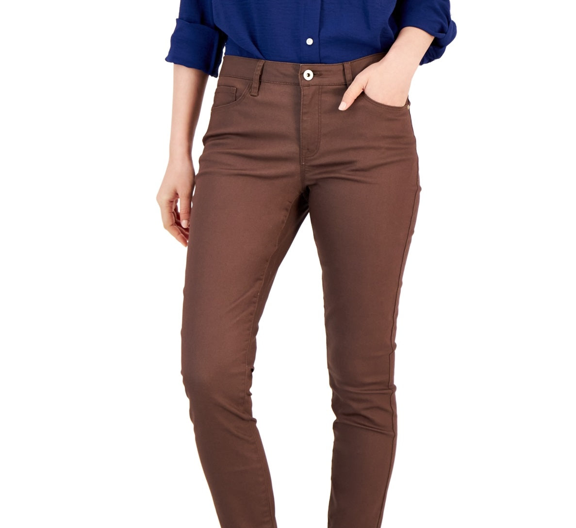 Tommy Hilfiger Women's Coated Skinny Ankle Jeans Brown Size 8