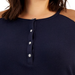 Tommy Hilfiger Women's Faux Suede Yoke Henley Top Blue Size 1X