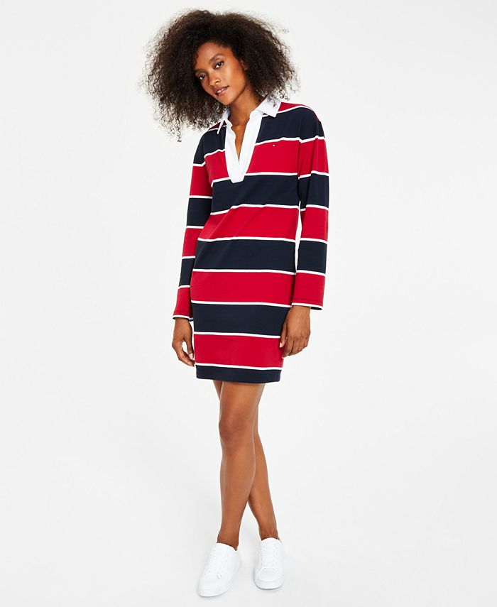 tommy-hilfiger-womens-rugby-collared-dress-blue-size-x-small