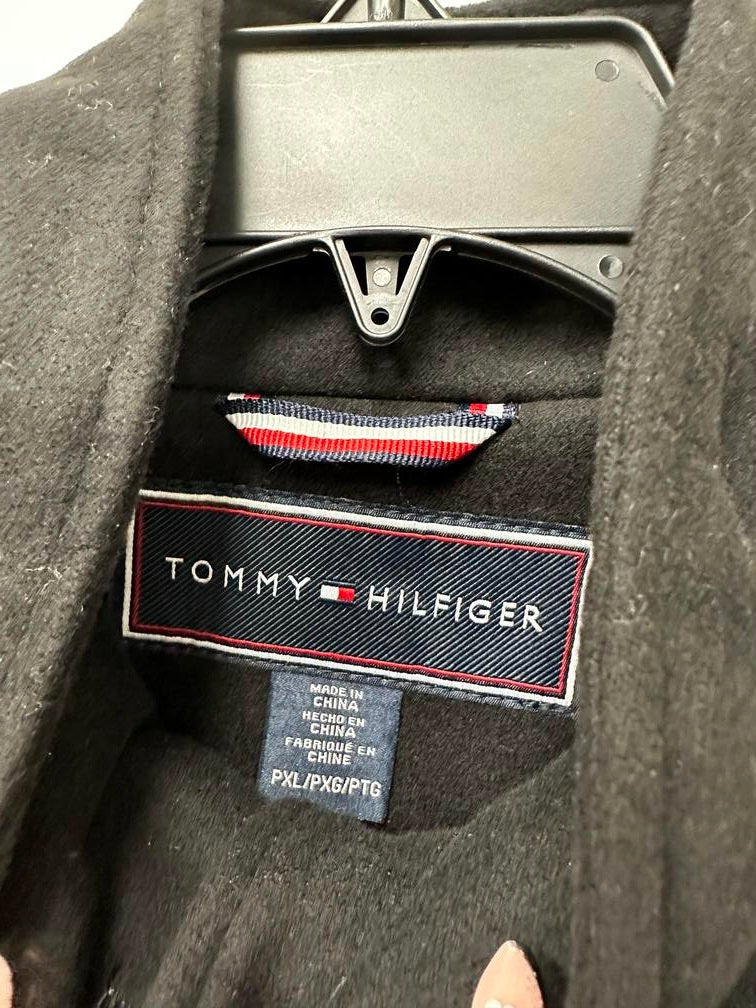 Tommy Hilfiger Women's Single Breasted Stand Collar Coat Grey Size Petite X-Large