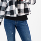 Tommy Jeans Women's Plaid Fleece Lined Hooded Shirt Jacket White Size X-Large