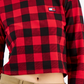 Tommy Jeans Women's Buffalo Plaid French Terry Sweatshirt Red Size X-Large