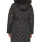 Tommy Hilfiger Women's Faux Fur Trim Hooded Puffer Coat Black Size Large