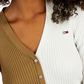 Tommy Jeans Women's V Neck Pullover Colorblock Sweater Beige Size X-Large