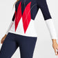 Tommy Hilfiger Women's Cotton Colorblocked Argyle Sweater Blue Size Medium