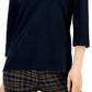 Tommy Hilfiger Women's Striped Johnny Collar 3/4 Sleeve Polo Top Blue