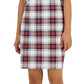 Tommy Hilfiger Women's Plaid Metallic Trim V Neck Dress White