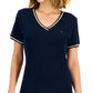 Tommy Hilfiger Women's Cotton V Neck Short Sleeve Dress Blue Size XX-Large
