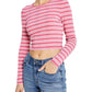 Tommy Jeans Women's Back Cutout Striped Ribbed Top Pink Size X-Large
