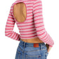 Tommy Jeans Women's Back Cutout Striped Ribbed Top Pink Size Small