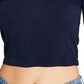 Tommy Jeans Women's Back Cutout Ribbed Long Sleeve Top Blue Size Large