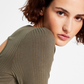 Tommy Jeans Women's Back Cutout Ribbed Long Sleeve Top Green Size Medium