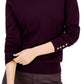 Tommy Hilfiger Women's Solid Buttoned Cuff Stella Sweater Purple Size Large