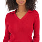 Tommy Hilfiger Women's Cotton Johnny Collar Cable Knit Sweater Red Size X-Large
