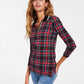 Tommy Hilfiger Women's Johnny Collar 3/4 Sleeve Top Black Size Large