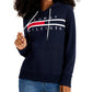 Tommy Hilfiger Women's Long Sleeve Front Pocket Logo Sweatshirt Blue Size Small