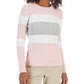 Tommy Hilfiger Women's Flag Logo Colorblocked Cotton Cable Knit Sweater Pink Size Small