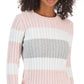 Tommy Hilfiger Women's Flag Logo Colorblocked Cotton Cable Knit Sweater Pink Size X-Small