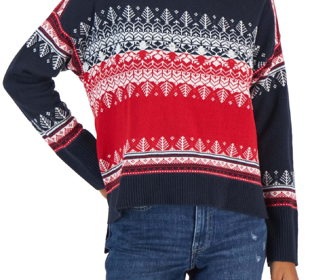 Tommy Hilfiger Women's Fair Isle Drop Shoulder Sweater Blue Size X-Large