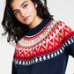 Tommy Hilfiger Women's Half Snowflake Raglan Sweater Blue Size X-Small