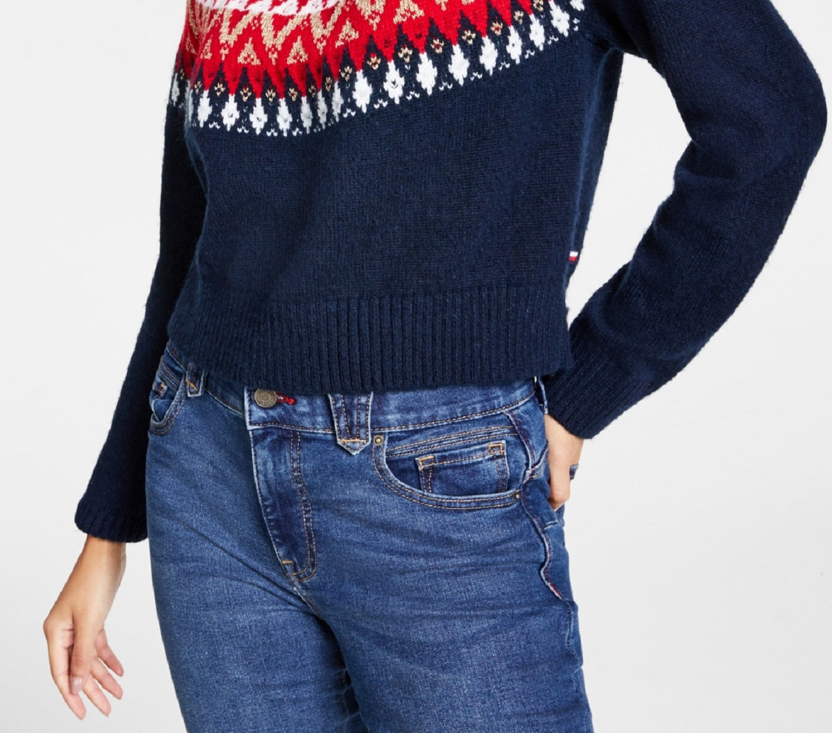 Tommy Hilfiger Women's Half Snowflake Raglan Sweater Blue Size X-Small