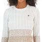 Tommy Hilfiger Women's Cotton Ombre Cable Knit Sweater White Size X-Large